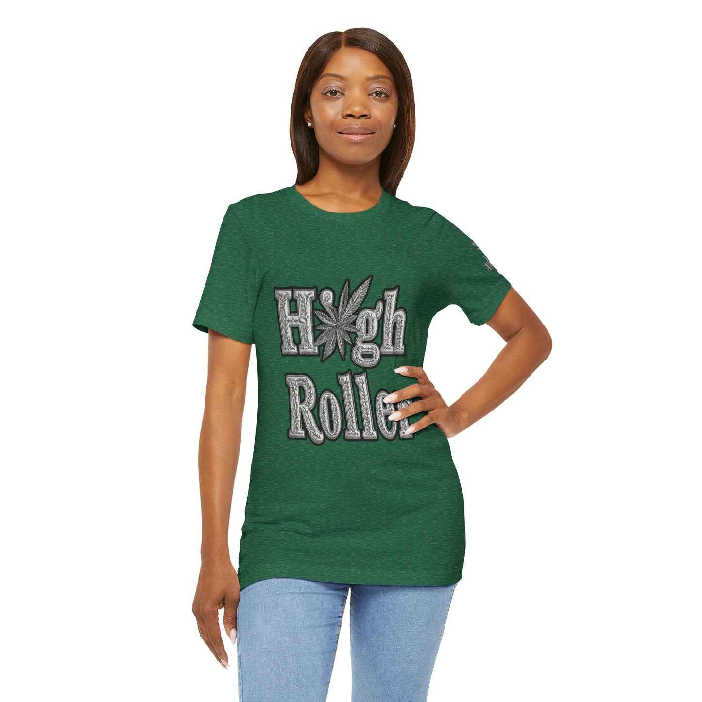 High Roller Classic Tee - Premium Airlume Cotton Cannabis Culture Ornate Typography Art
