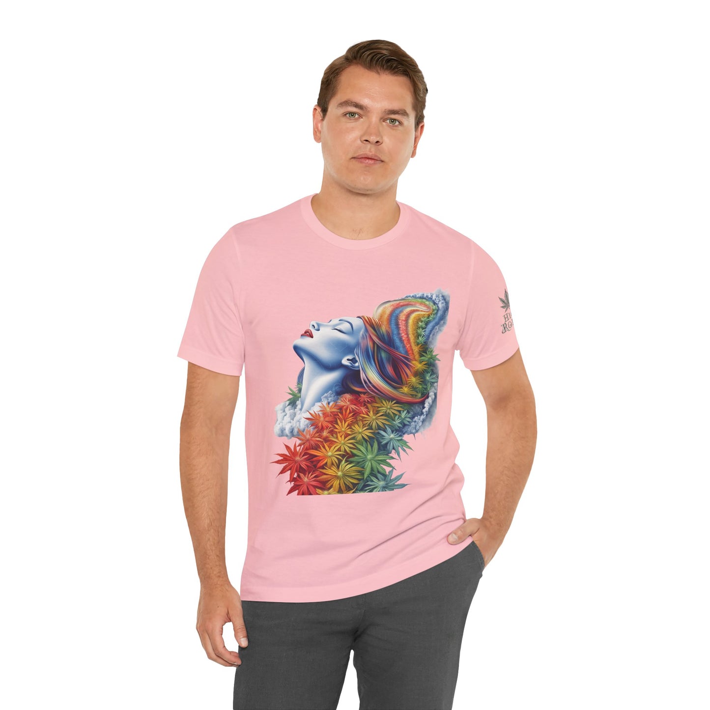 Rainbow Bloom Tee - Premium Airlume Cotton Cannabis Culture Spectrum Goddess Art