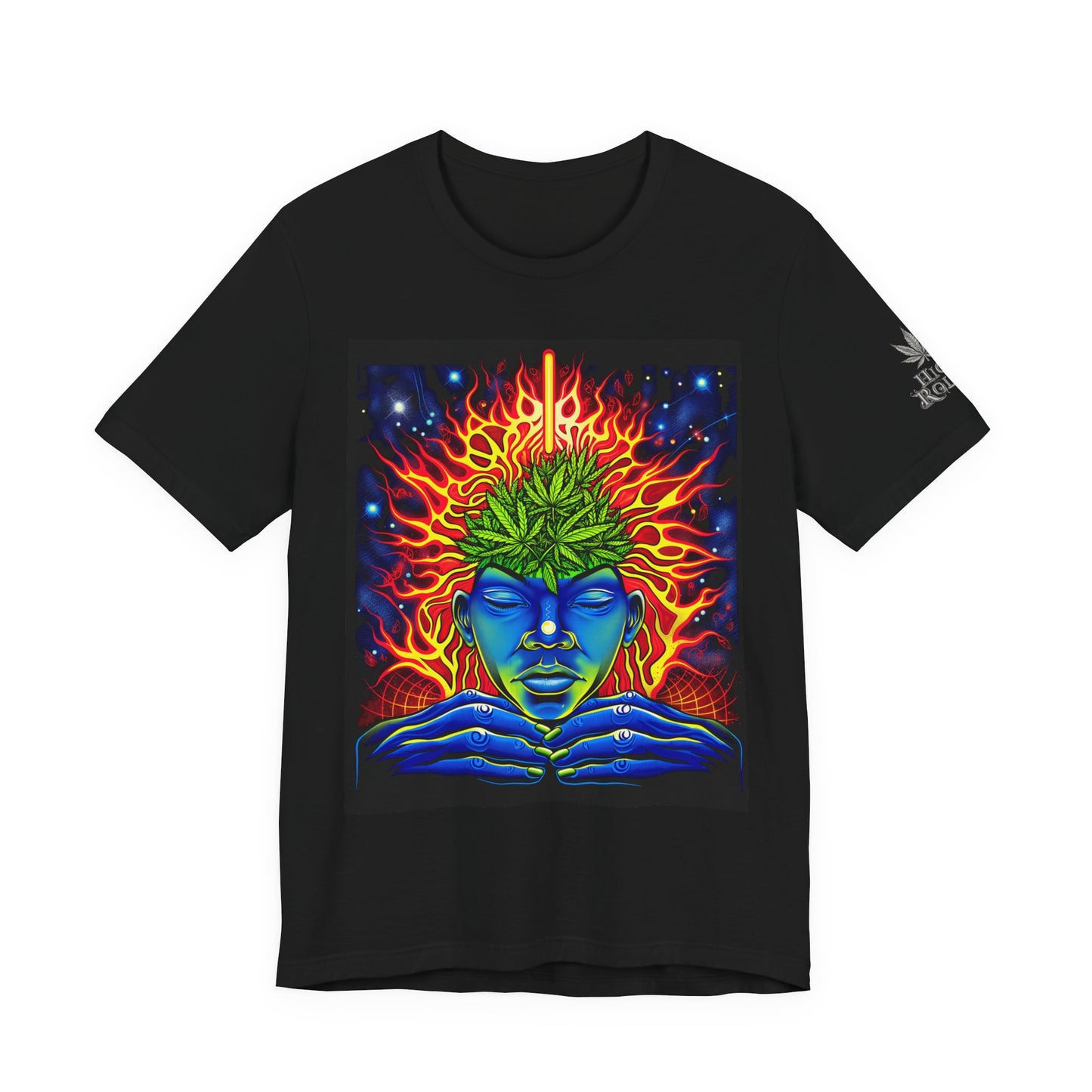 Third Eye Awakening Premium Cannabis Culture T-Shirt - Cosmic Consciousness Black Tee With Fire And Mysticism Symbolism