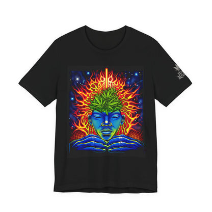 Third Eye Awakening Premium Cannabis Culture T-Shirt - Cosmic Consciousness Black Tee With Fire And Mysticism Symbolism