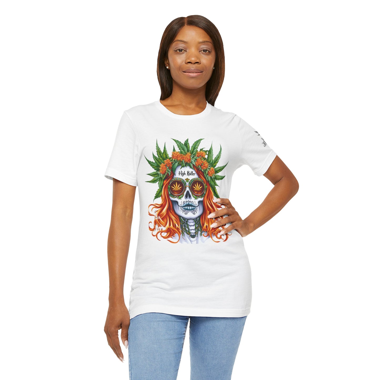 Sugar Skull Cannabis Tee - Day of Dead Art Design | High Roller