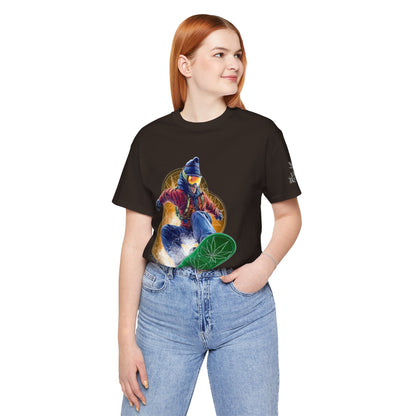 High Roller Snowboard Cannabis T-Shirt - Premium 420 Winter Sports Action Shred Mountain Lifestyle Apparel