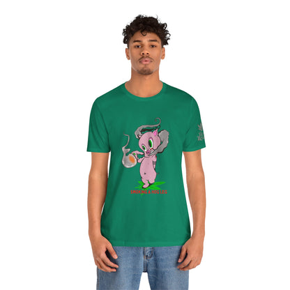 Smoking Hog Leg Pink Pig Tee - Premium Airlume Cotton Cannabis Culture Art