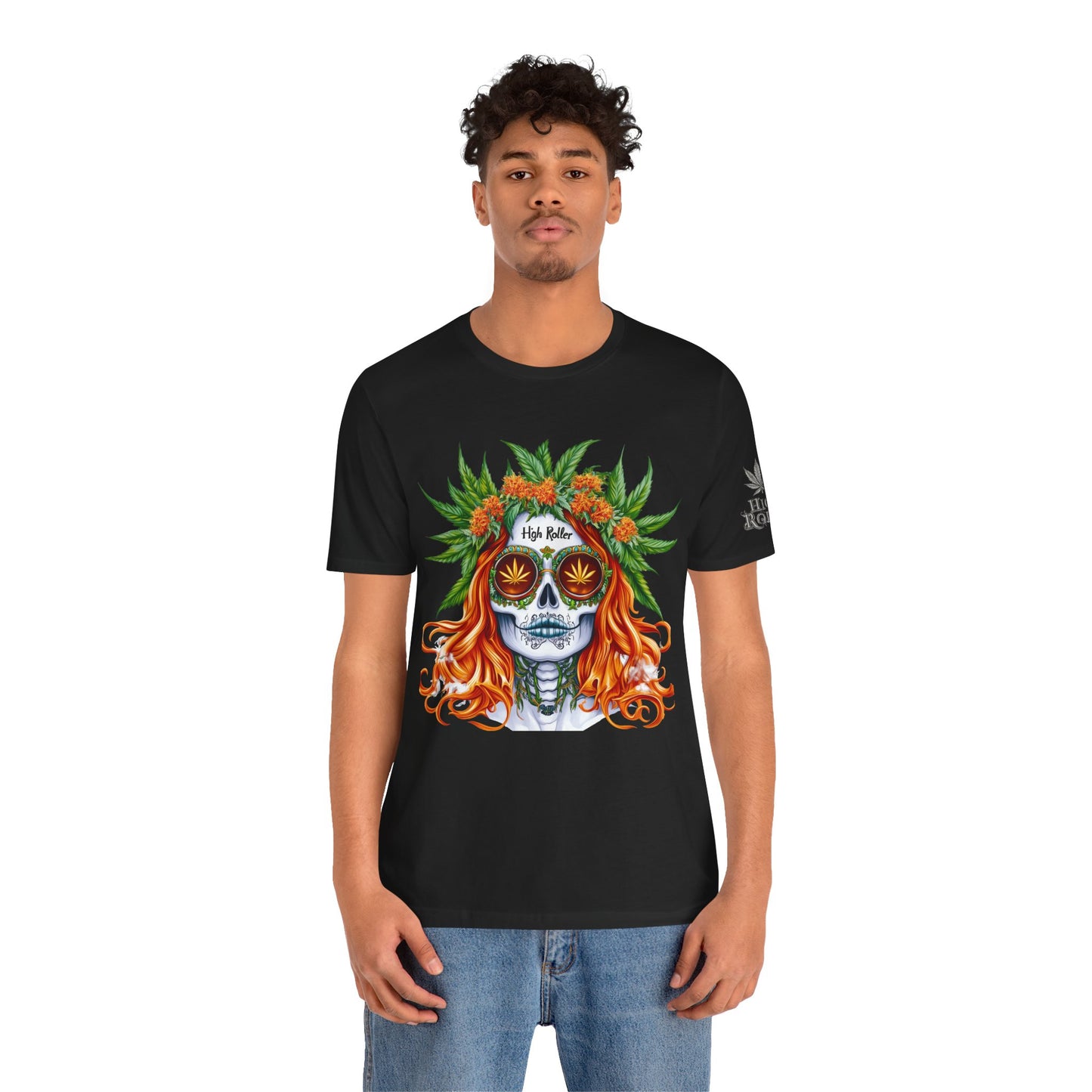 Sugar Skull Cannabis Tee - Day of Dead Art Design | High Roller