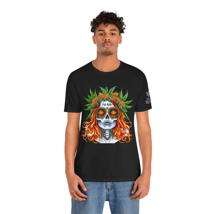 Sugar Skull Cannabis Tee - Day of Dead Art Design | High Roller
