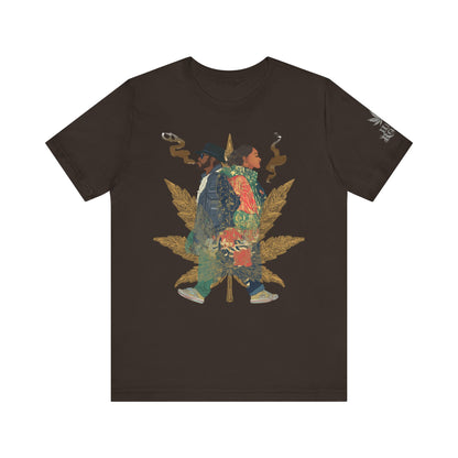 High Roller Back to Back Cannabis T-Shirt - Premium 420 Hip-Hop Duo Golden Leaf Street Culture Partnership Unity Apparel