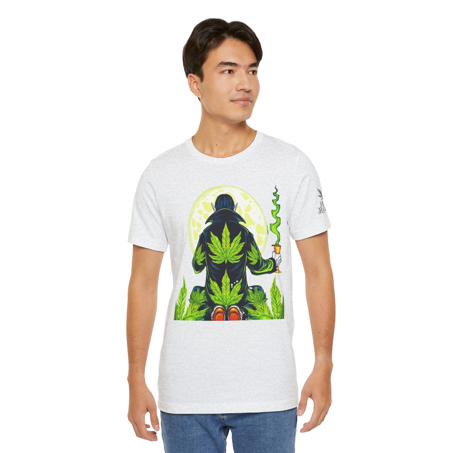 Luxury Gothic Cannabis Vampire T-Shirt - Premium Dark HIGH ROLLER Streetwear - Elevated Nocturnal 420 Fashion
