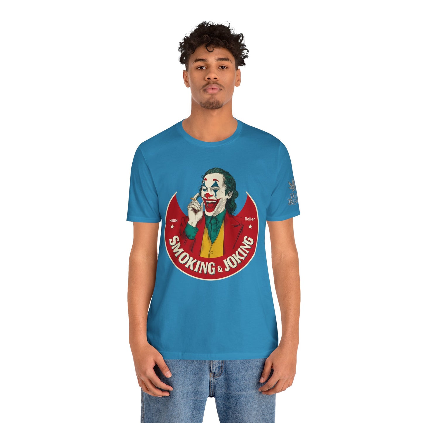High Roller Villain T-Shirt - Premium Airlume Cotton Cannabis Joker Badge Art Tee