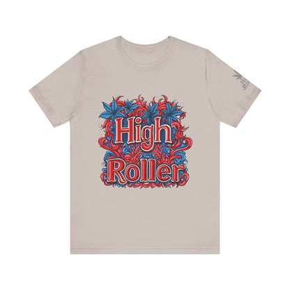 High Roller Ornate Logo Tee - Cannabis Typography Art Design | High Roller