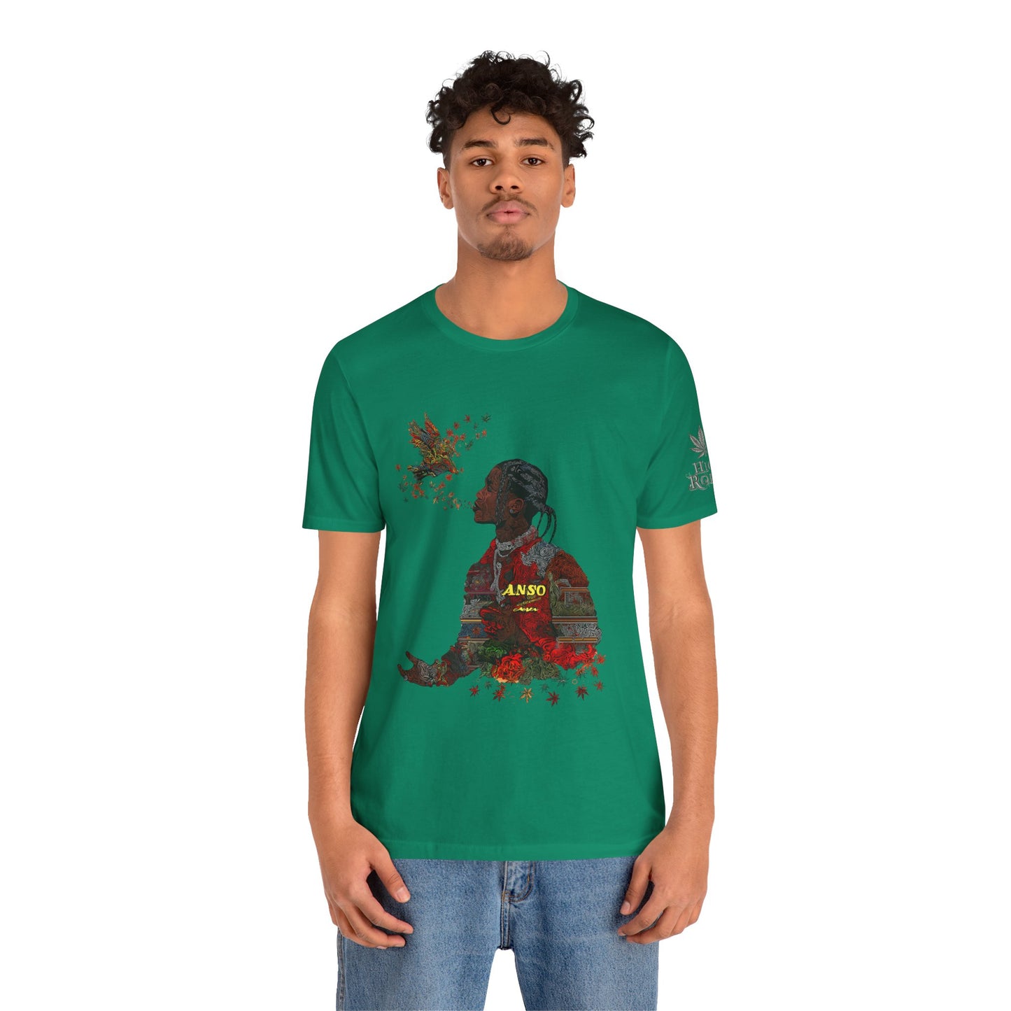 High Roller ANSO Freedom Eagle Cannabis T-Shirt - Premium 420 Artistic Double Exposure Urban Culture Liberation Apparel
