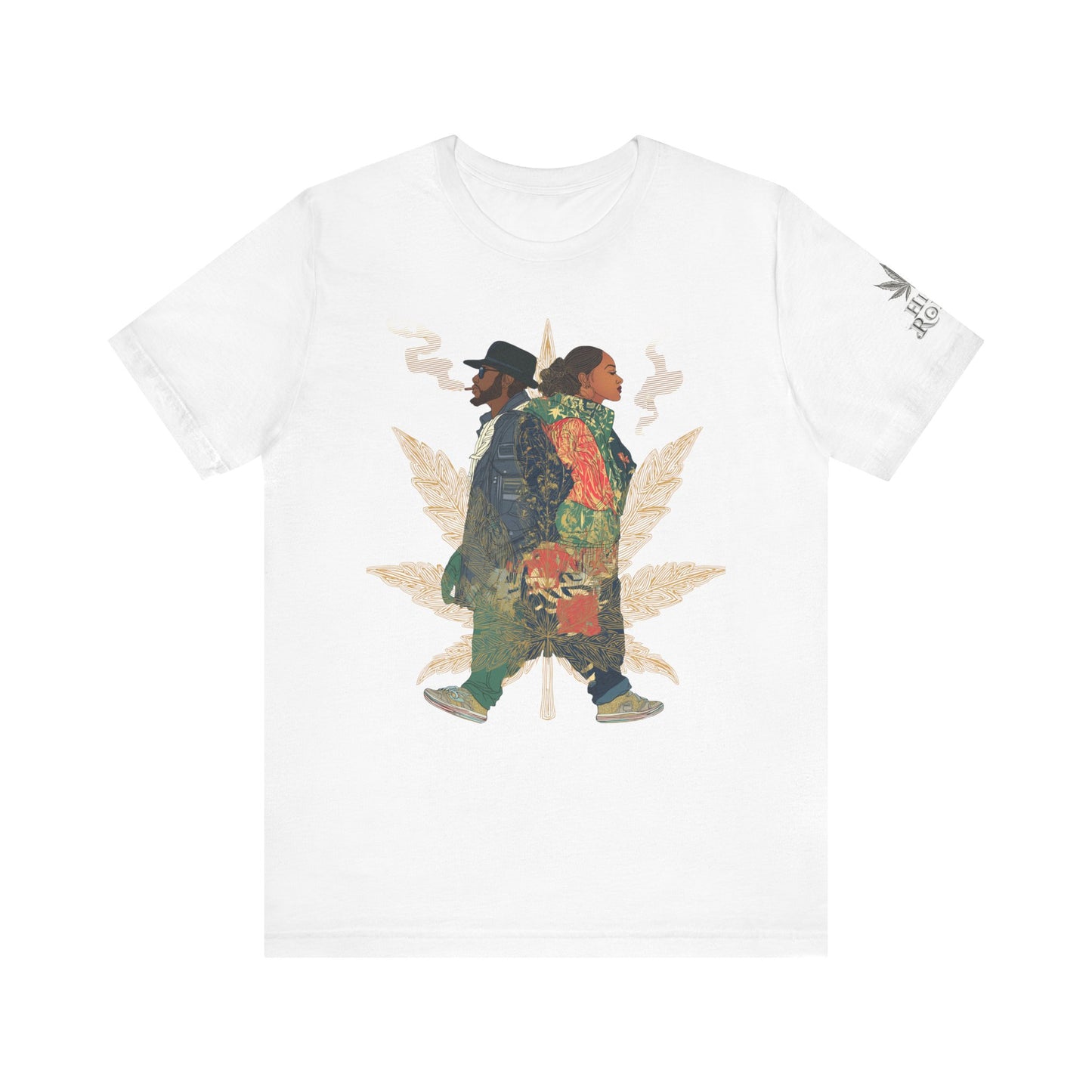 High Roller Back to Back Cannabis T-Shirt - Premium 420 Hip-Hop Duo Golden Leaf Street Culture Partnership Unity Apparel
