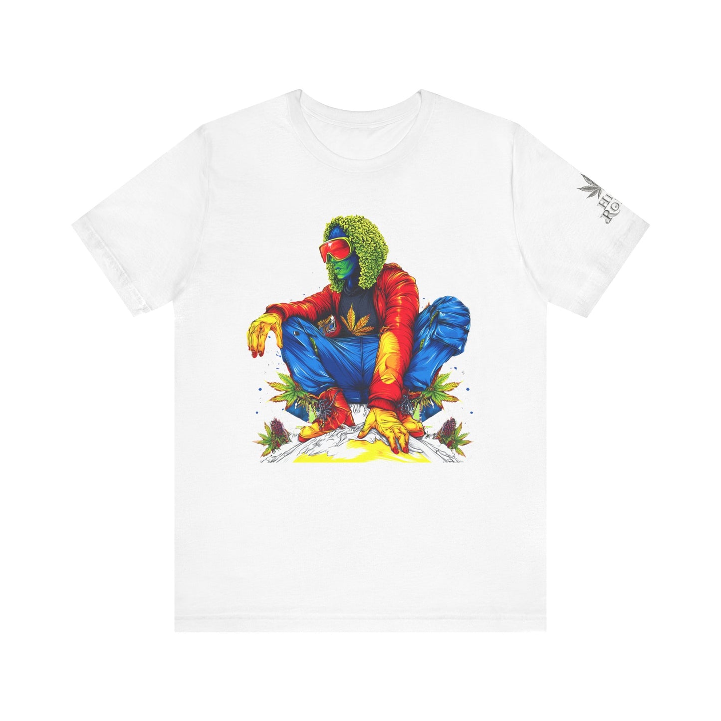 High Roller Rainbow Squat Cannabis T-Shirt - Premium 420 Psychedelic Street Art Colorful Lifestyle Statement Apparel"