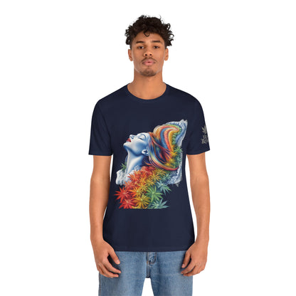 Rainbow Bloom Tee - Premium Airlume Cotton Cannabis Culture Spectrum Goddess Art