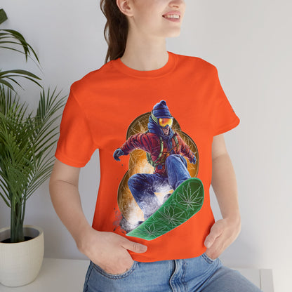 High Roller Snowboard Cannabis T-Shirt - Premium 420 Winter Sports Action Shred Mountain Lifestyle Apparel