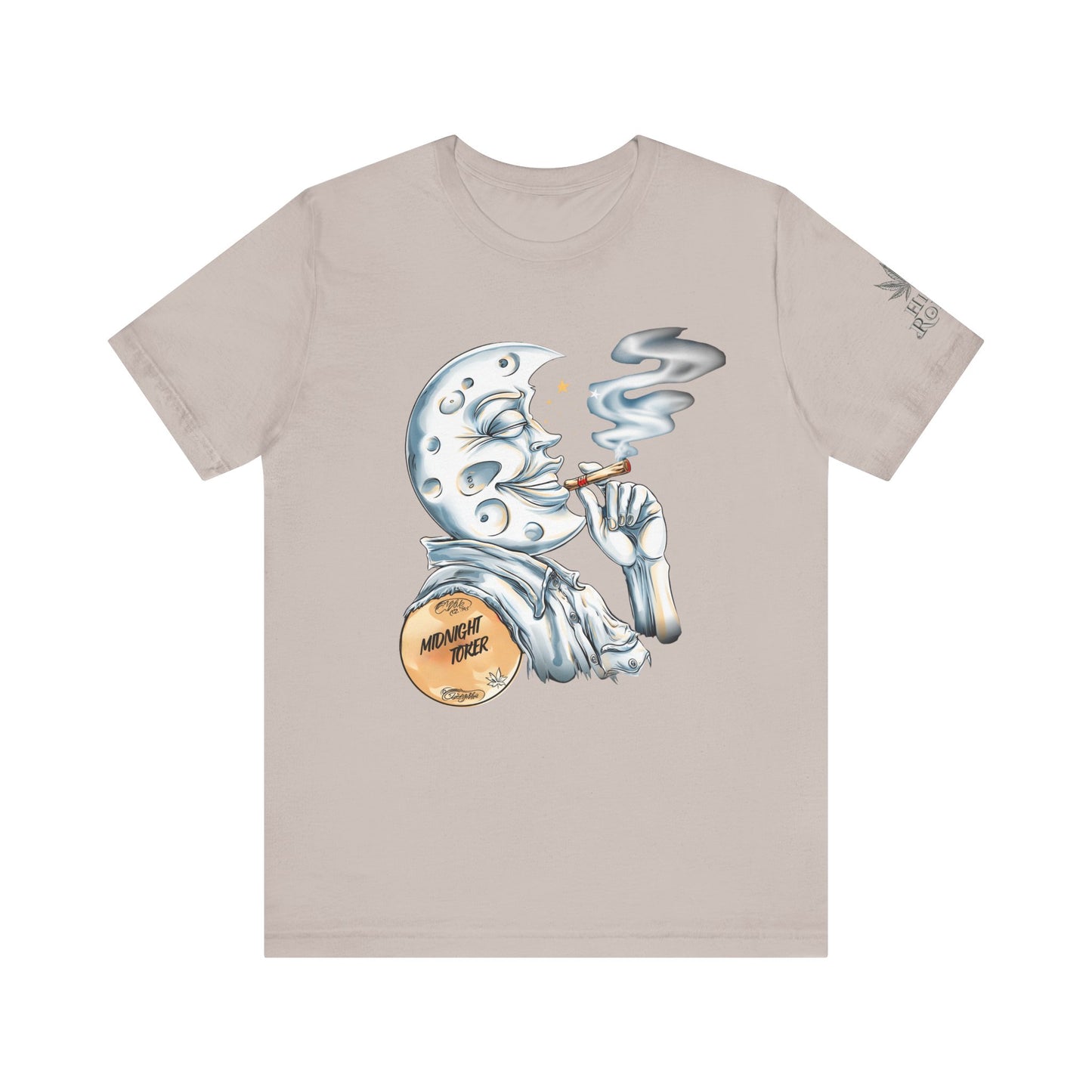Midnight Toker Moon Tee - Celestial Cannabis Art Design | High Roller