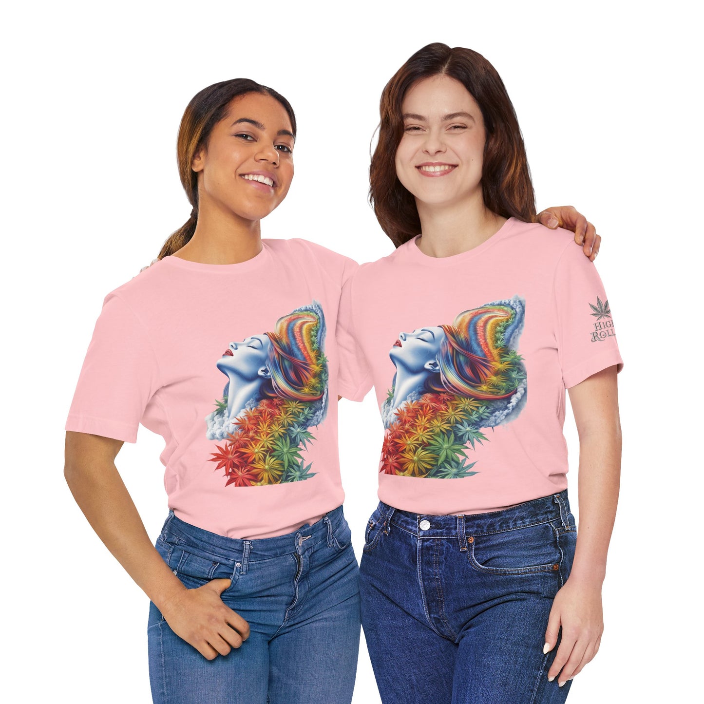 Rainbow Bloom Tee - Premium Airlume Cotton Cannabis Culture Spectrum Goddess Art