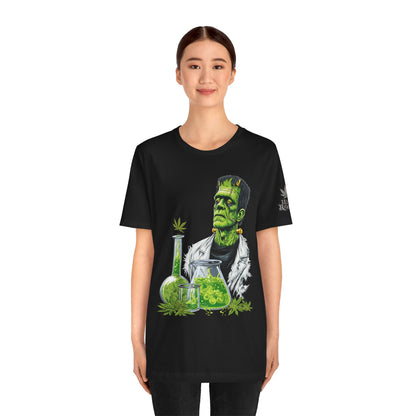 Frankenstein's Laboratory HIGH ROLLER Halloween Cannabis T-Shirt - Premium Monster Scientist 420 Experiment Apparel