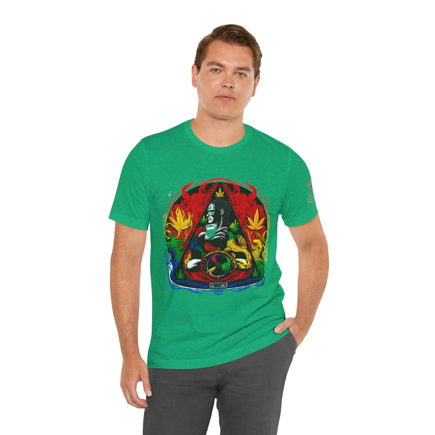 High Roller Sacred Buddha Cannabis T-Shirt - Premium 420 Spiritual Meditation Enlightenment Botanical Artistry Apparel