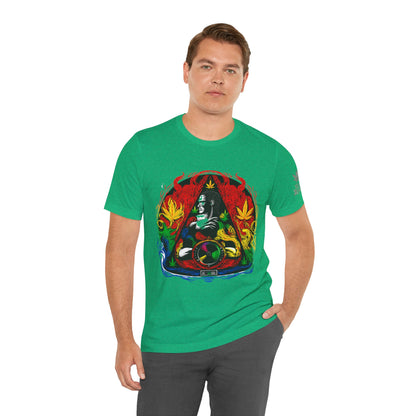 High Roller Sacred Buddha Cannabis T-Shirt - Premium 420 Spiritual Meditation Enlightenment Botanical Artistry Apparel