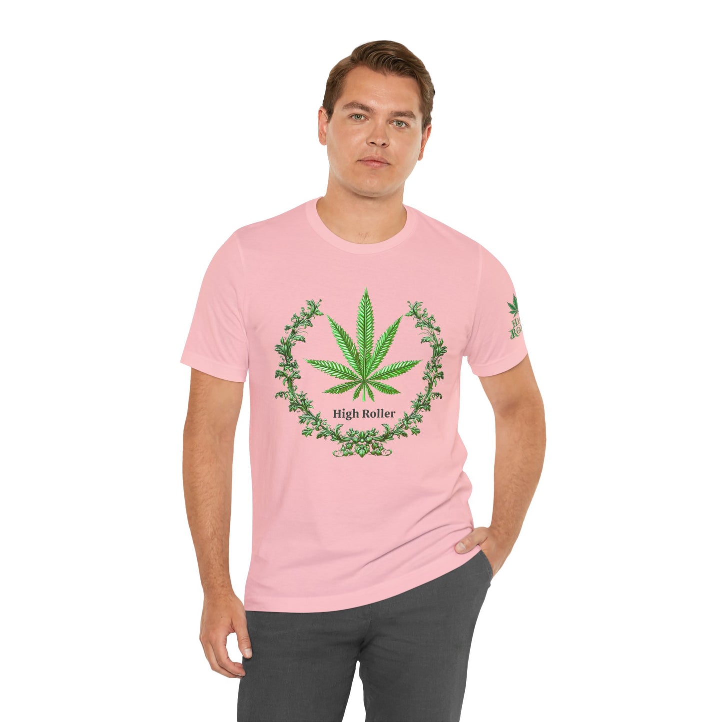 Cannabis Crest Wreath Tee - Botanical Elegance Art Design | High Roller