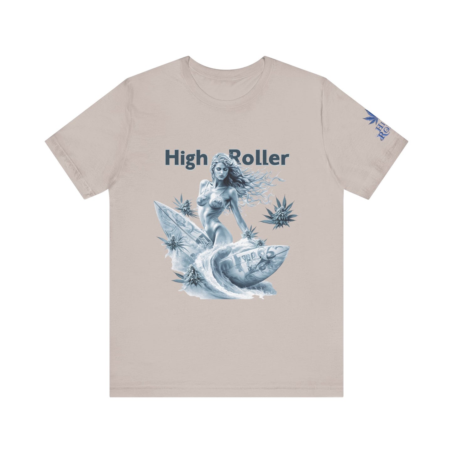 Chrome Wave Goddess Tee - Premium Airlume Cotton Cannabis Culture Surf Art