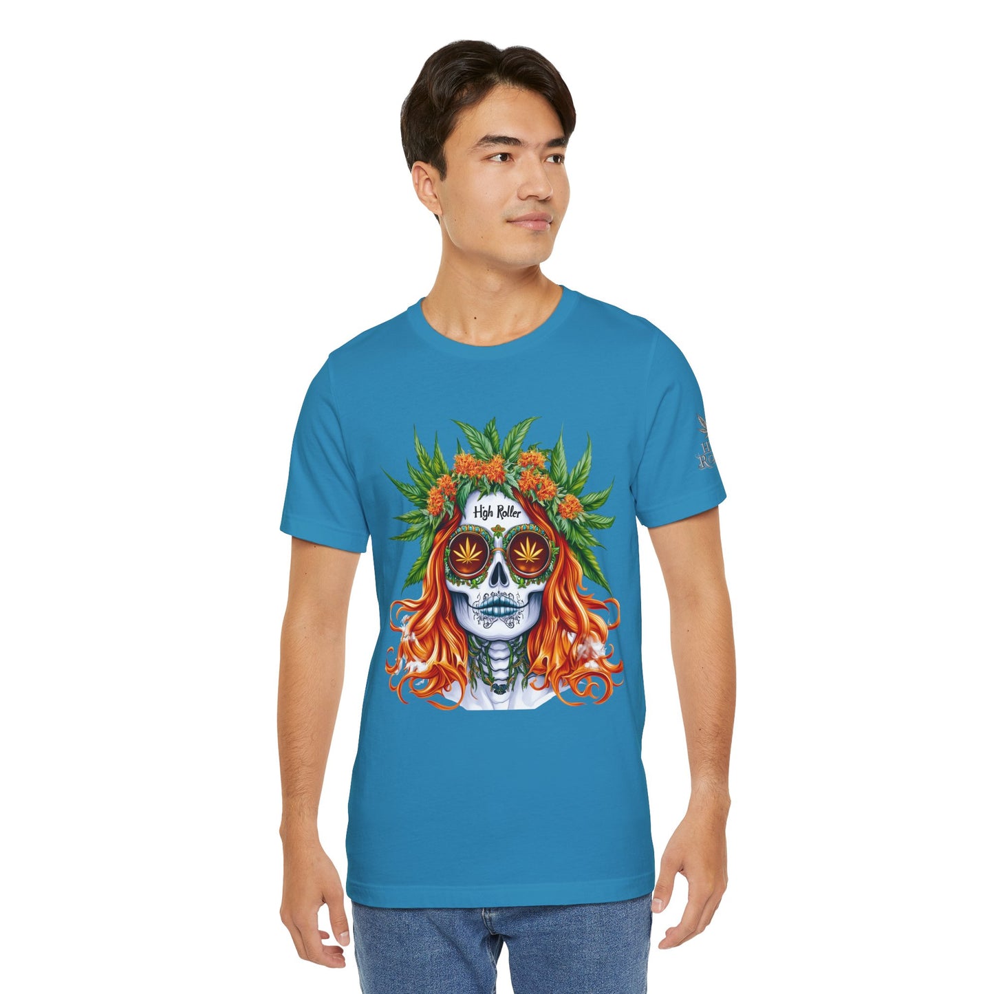 Sugar Skull Goddess Tee - Premium Airlume Cotton Cannabis Culture Day of Dead Art