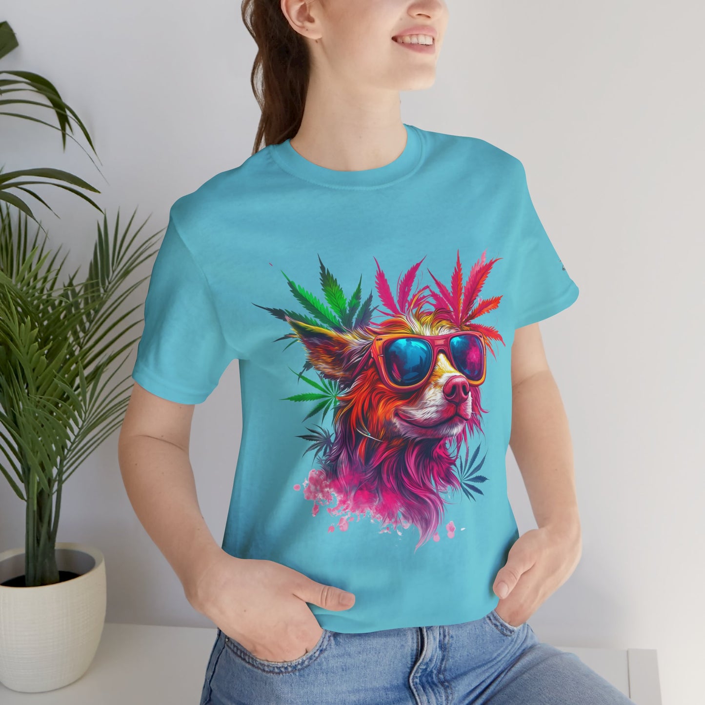 Spectrum Pup Tee - Premium Airlume Cotton Cannabis Culture Psychedelic Dog Art