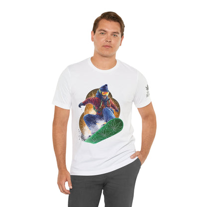 High Roller Snowboard Cannabis T-Shirt - Premium 420 Winter Sports Action Shred Mountain Lifestyle Apparel