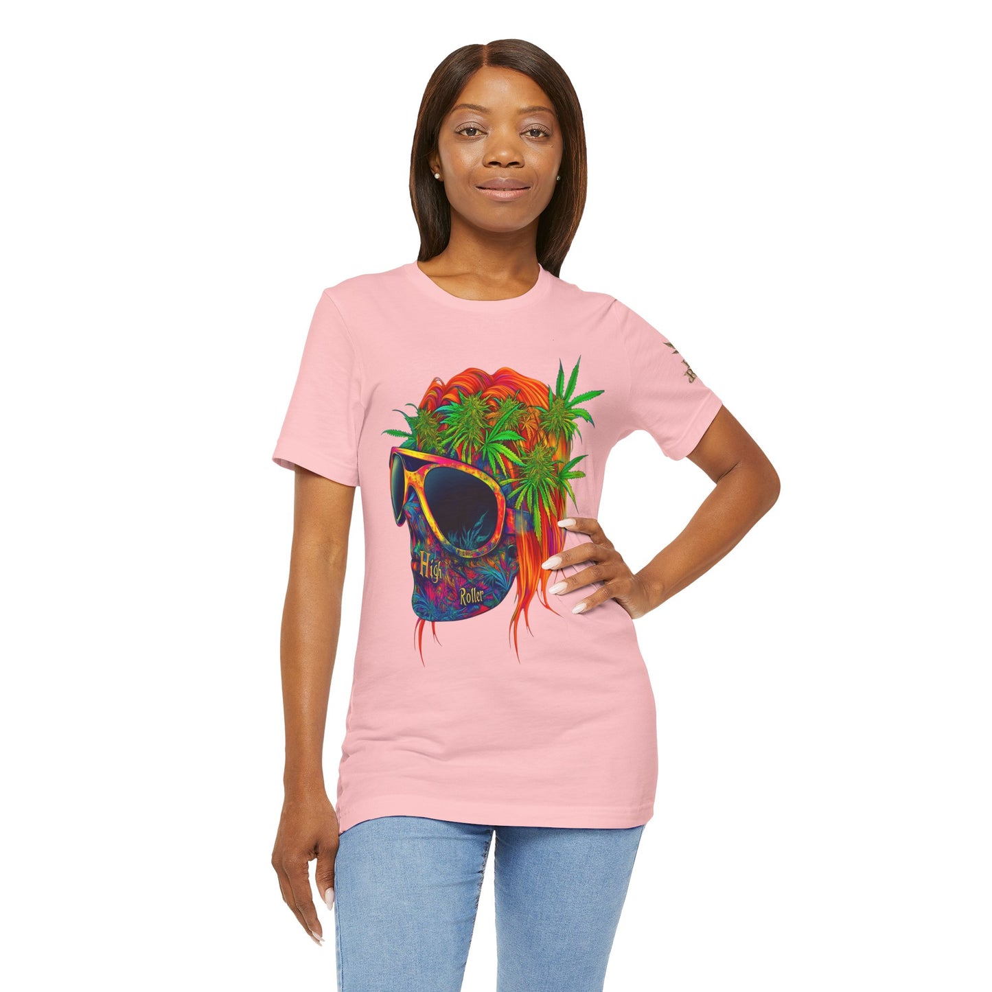 Psychedelic Skull Tee - Premium Airlume Cotton Cannabis Culture Rainbow Skull Art