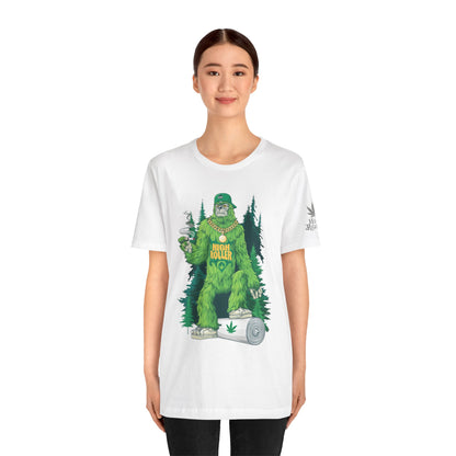 Bigfoot HIGH ROLLER Halloween Cannabis Forest T-Shirt - Premium Sasquatch Lifestyle Legend 420 Apparel