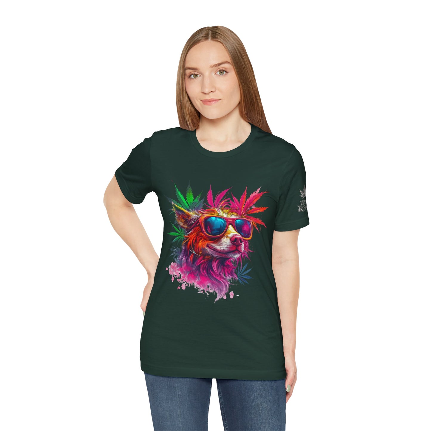 Spectrum Pup Tee - Premium Airlume Cotton Cannabis Culture Psychedelic Dog Art