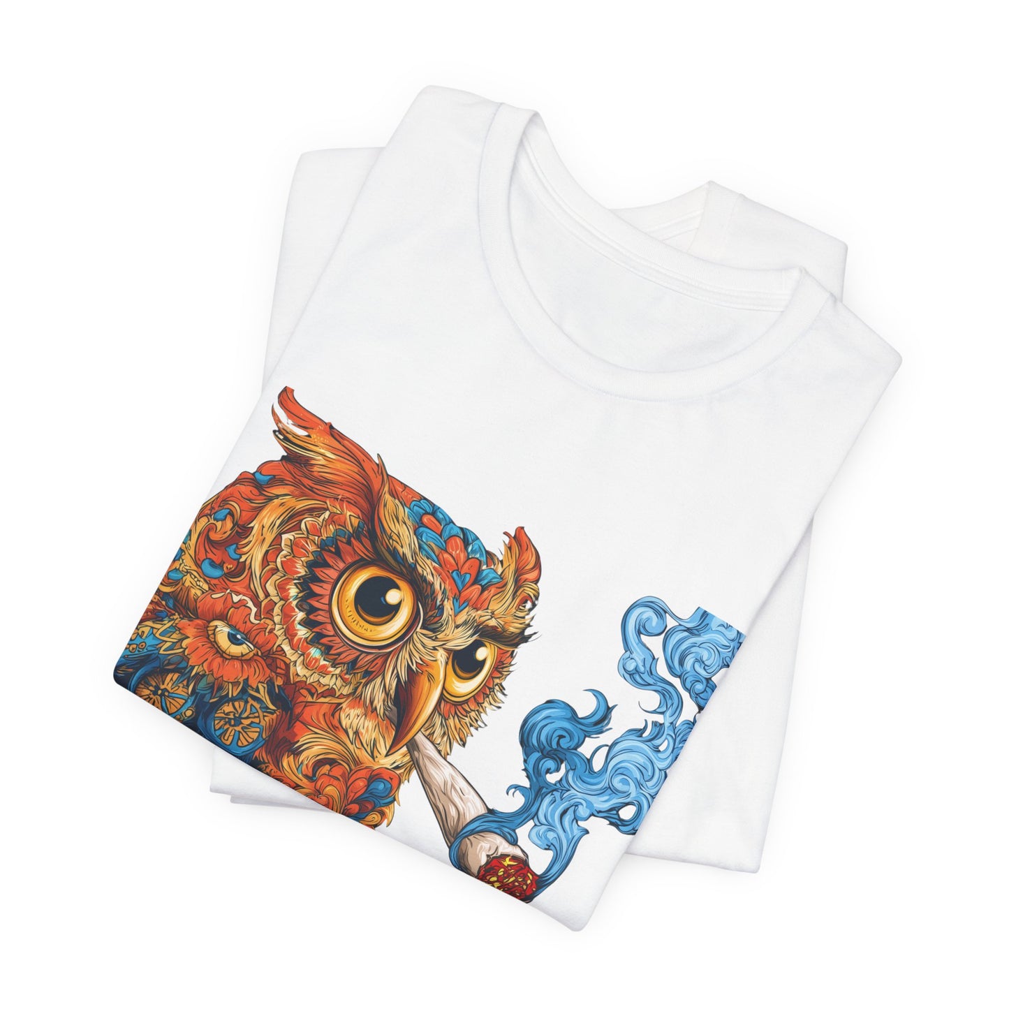Baroque Owl Tee - Premium Airlume Cotton Cannabis Culture Ornate Bird Art