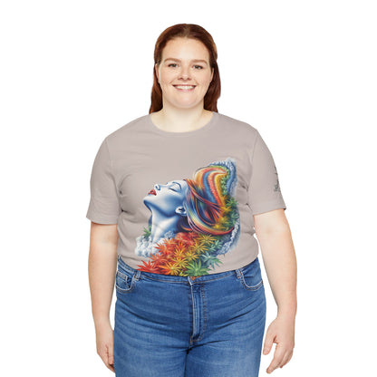 Rainbow Bloom Tee - Premium Airlume Cotton Cannabis Culture Spectrum Goddess Art