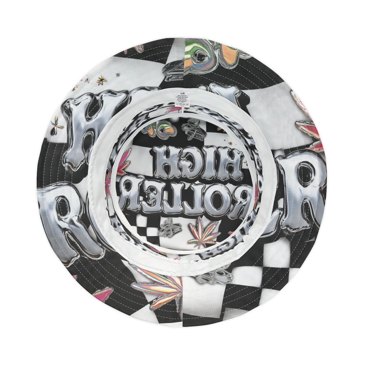 HIGH ROLLER Chrome Cyber Bucket Hat