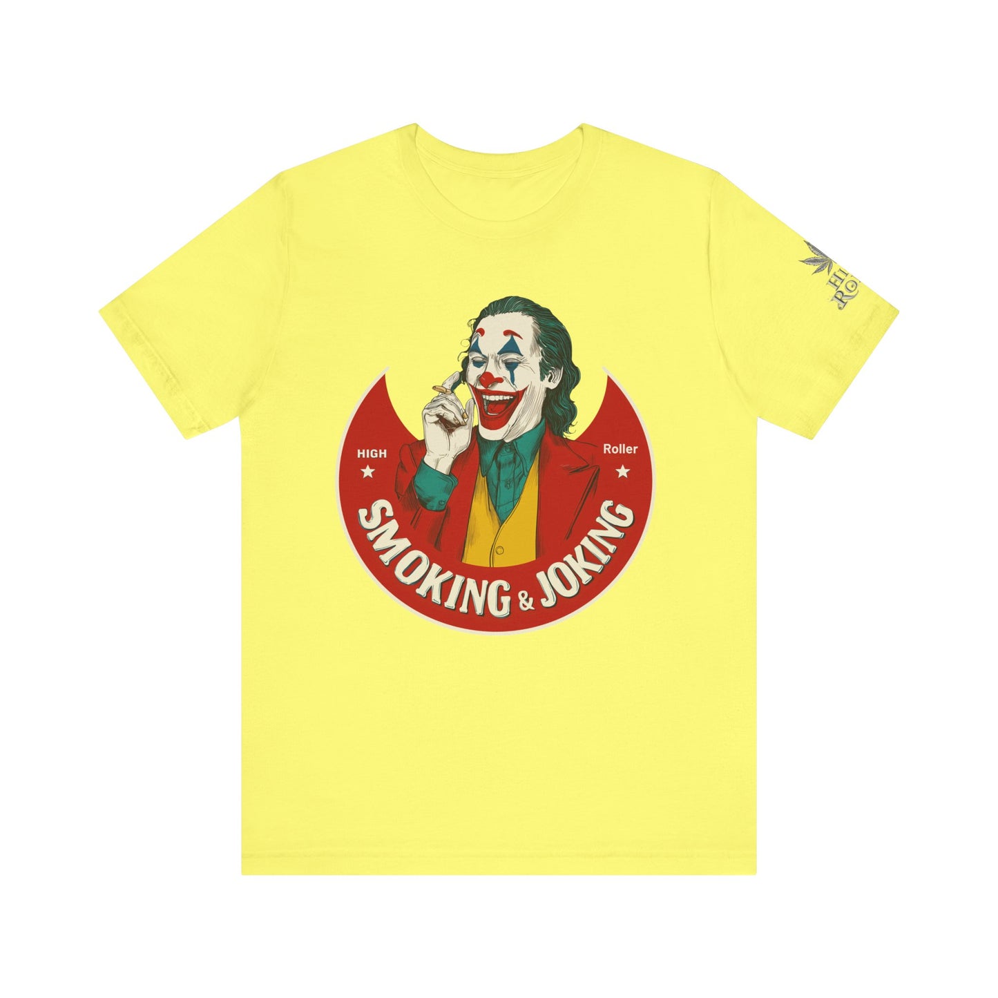 High Roller Villain T-Shirt - Premium Airlume Cotton Cannabis Joker Badge Art Tee