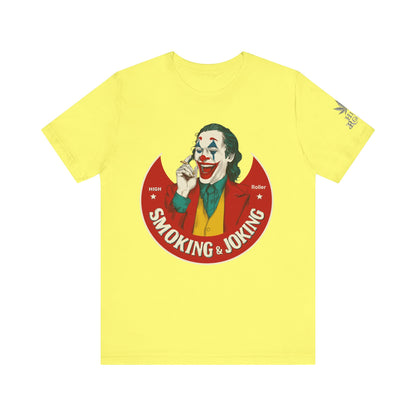 High Roller Villain T-Shirt - Premium Airlume Cotton Cannabis Joker Badge Art Tee