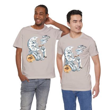 Midnight Toker Moon Tee - Celestial Cannabis Art Design | High Roller