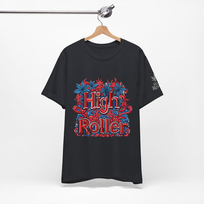 High Roller Ornate Logo Tee - Cannabis Typography Art Design | High Roller