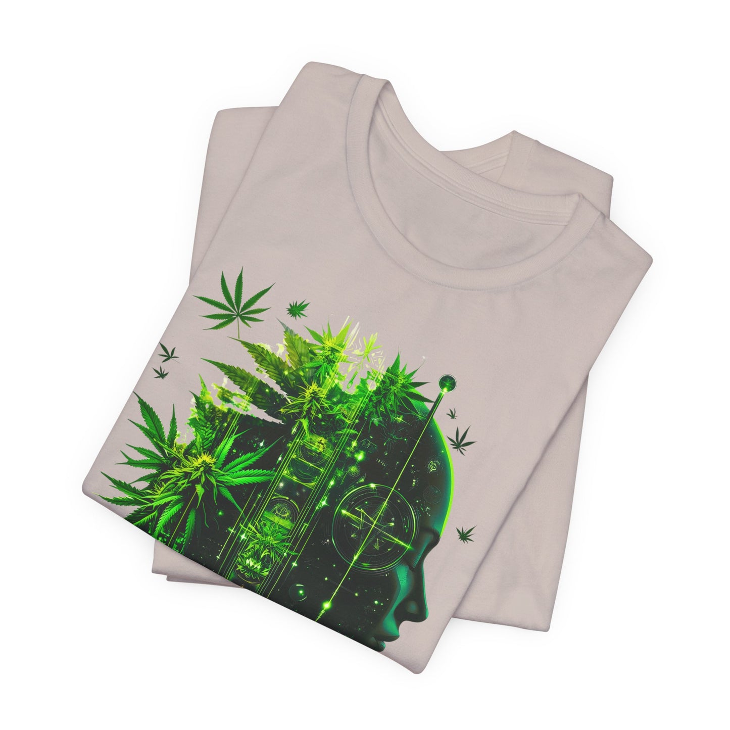 Digital Mind Tee - Premium Airlume Cotton Cannabis Culture Tech Art Matrix Design