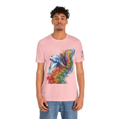 Rainbow Cannabis Goddess Tee - Ethereal Beauty Art Design | High Roller