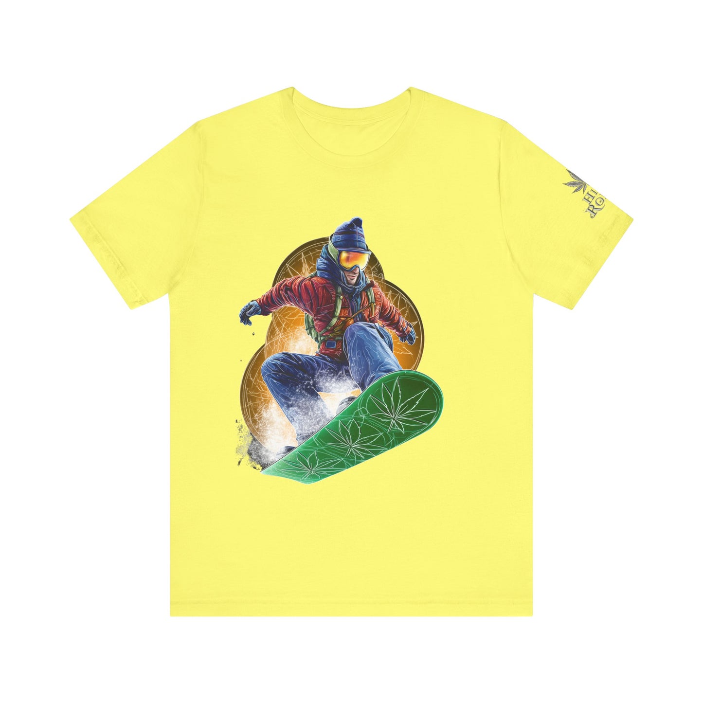 High Roller Snowboard Cannabis T-Shirt - Premium 420 Winter Sports Action Shred Mountain Lifestyle Apparel