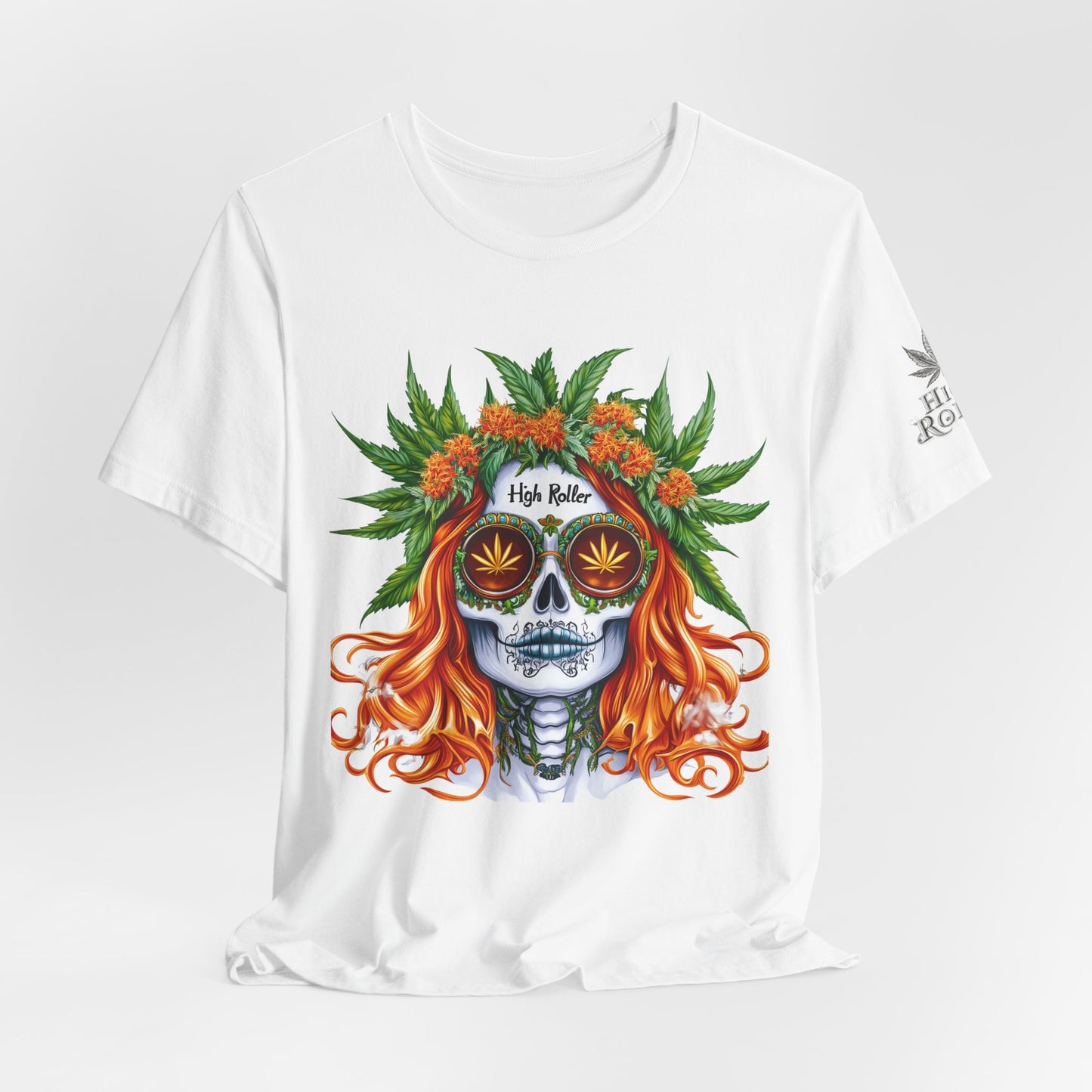 Sugar Skull Goddess Tee - Premium Airlume Cotton Cannabis Culture Day of Dead Art