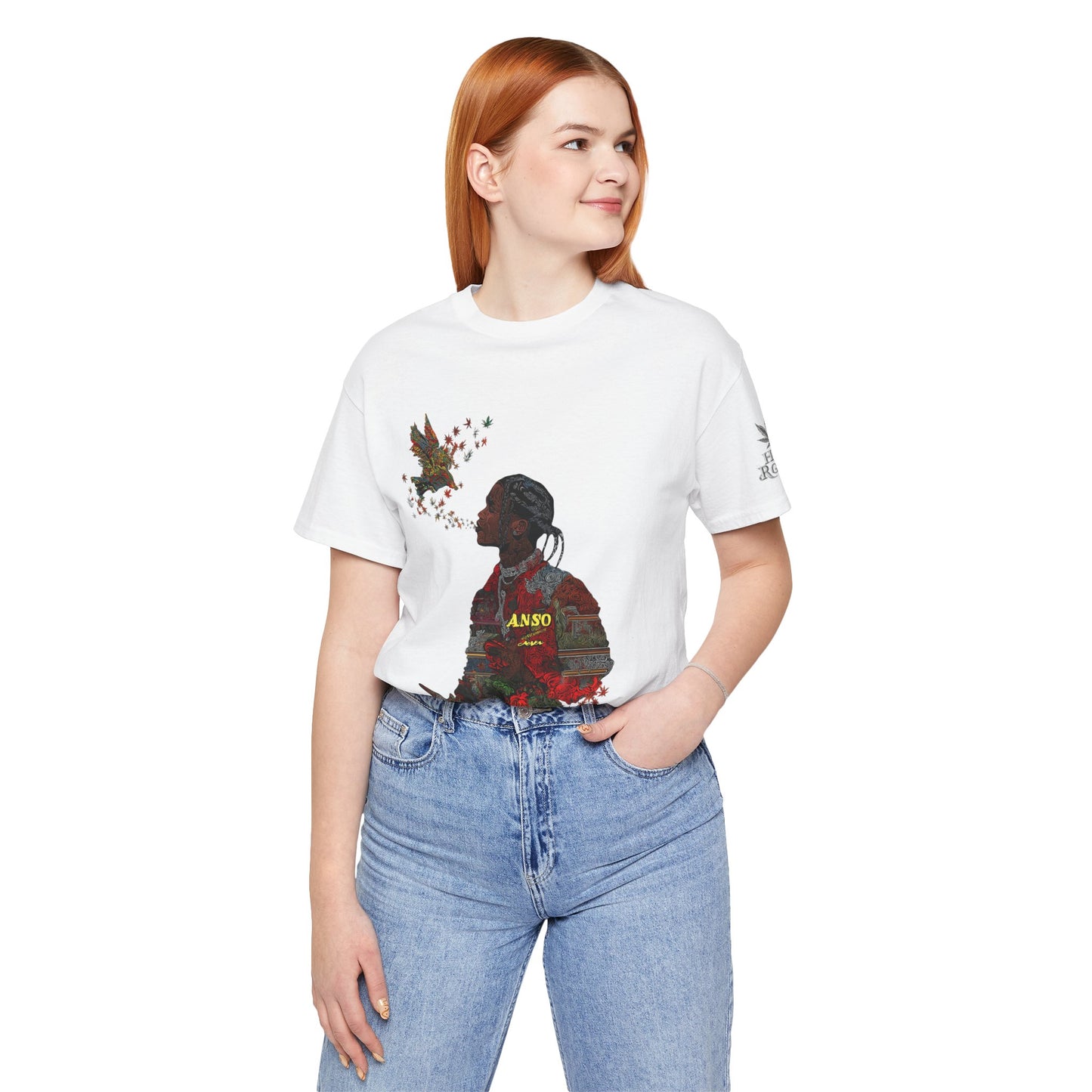 High Roller ANSO Freedom Eagle Cannabis T-Shirt - Premium 420 Artistic Double Exposure Urban Culture Liberation Apparel