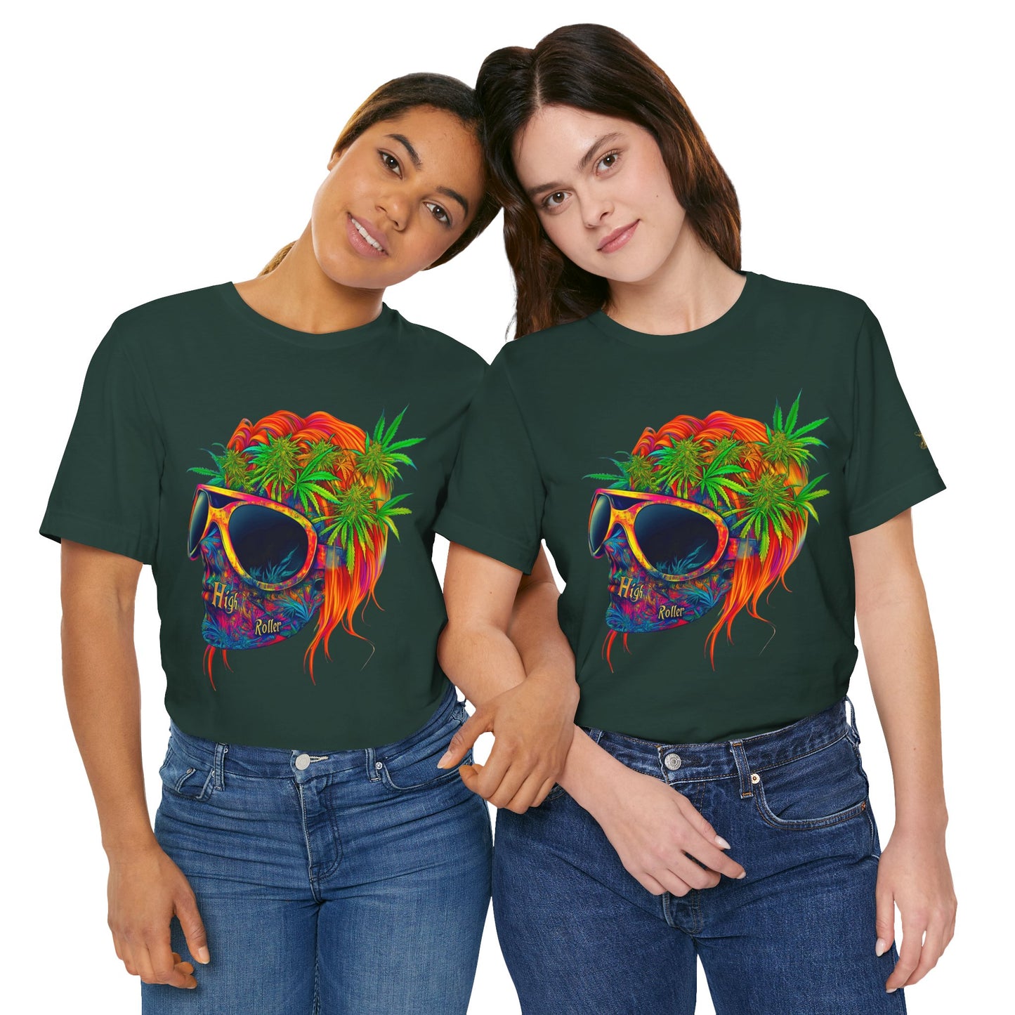 Tropical Cannabis Skull Tee - Paradise Vibes Art Design | High Roller