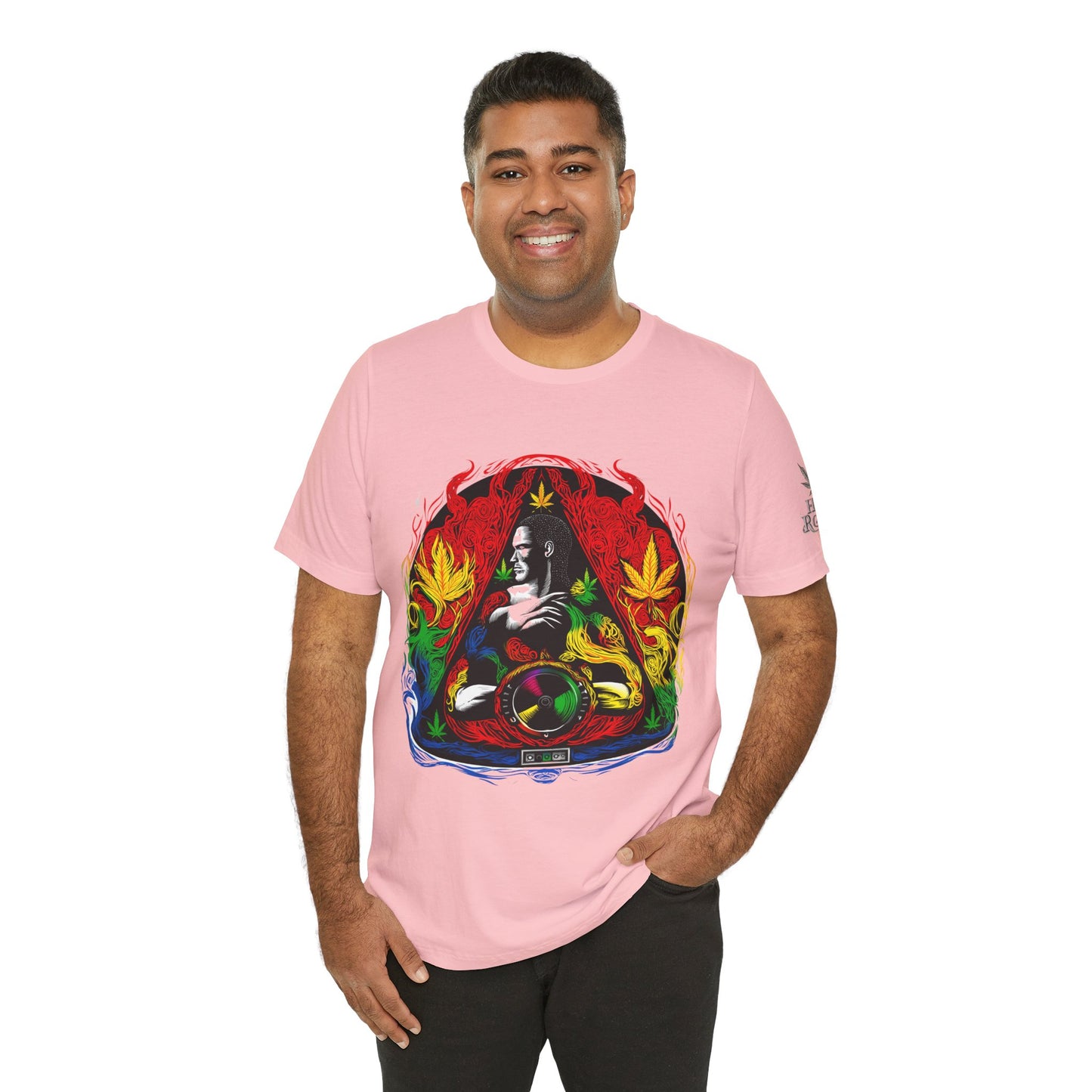 High Roller Sacred Buddha Cannabis T-Shirt - Premium 420 Spiritual Meditation Enlightenment Botanical Artistry Apparel