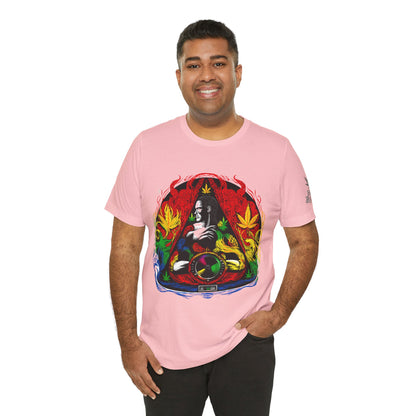 High Roller Sacred Buddha Cannabis T-Shirt - Premium 420 Spiritual Meditation Enlightenment Botanical Artistry Apparel