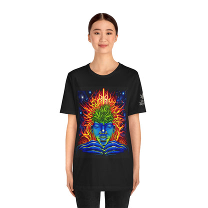 Third Eye Awakening Premium Cannabis Culture T-Shirt - Cosmic Consciousness Black Tee With Fire And Mysticism Symbolism