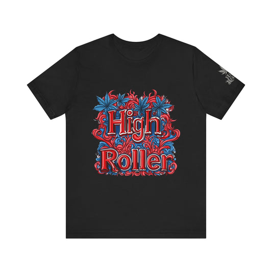 High Roller Ornate Logo Tee - Cannabis Typography Art Design | High Roller