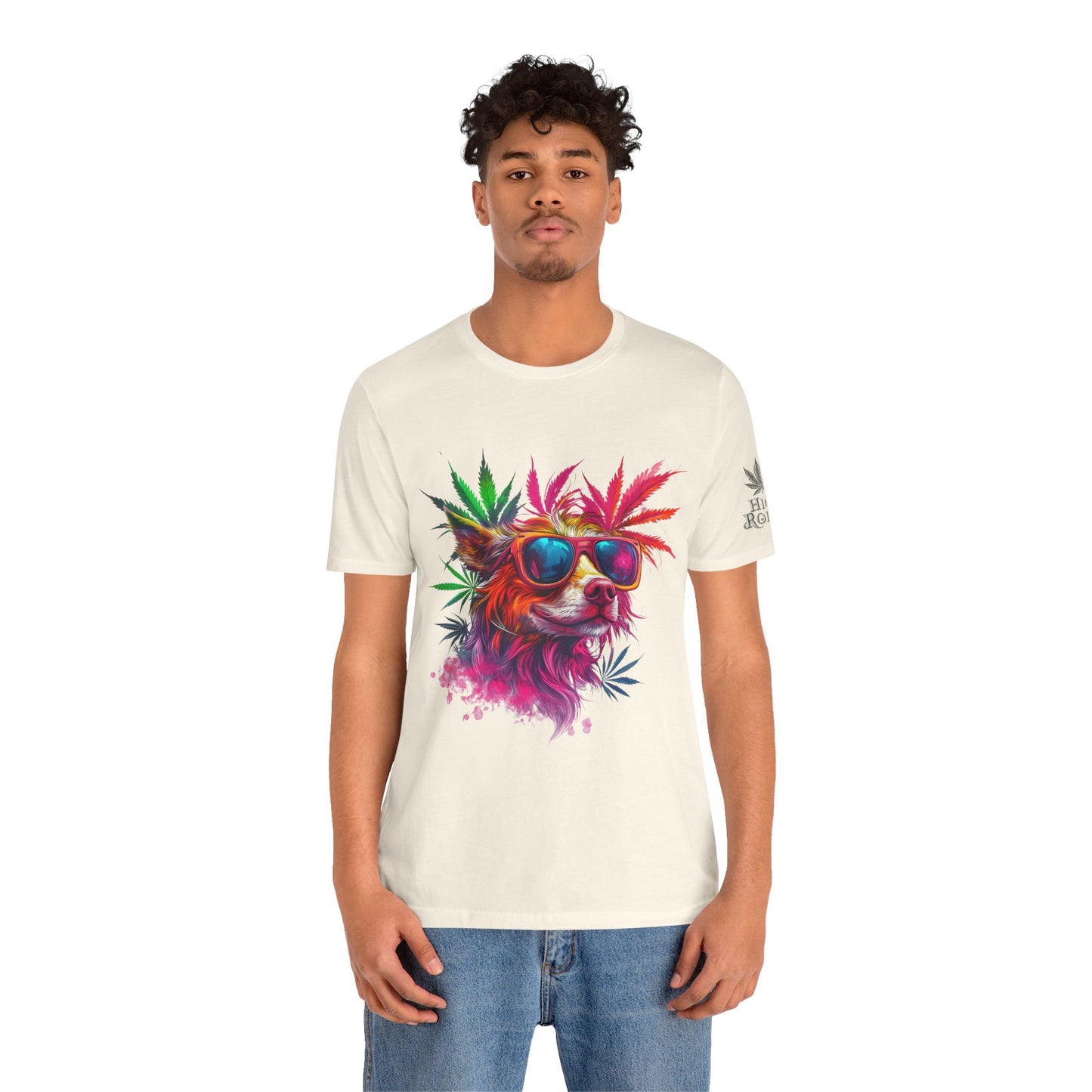Spectrum Pup Tee - Premium Airlume Cotton Cannabis Culture Psychedelic Dog Art