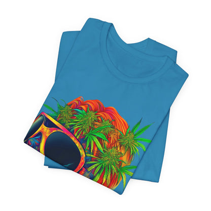 Tropical Cannabis Skull Tee - Paradise Vibes Art Design | High Roller